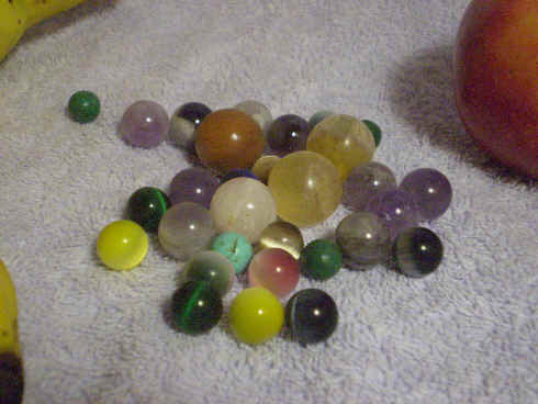 &ldquo;Marbles&rdquo; of assorted natural, dyed, a