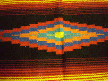 Saltillo-style woven Indian (East) rug. 32 x 64 in