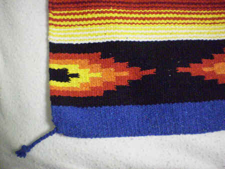 Saltillo-style woven Indian (East) rug. 32 x 64 in