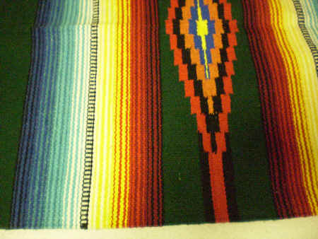 Saltillo-style woven Indian (East) rug. 32 x 64 in